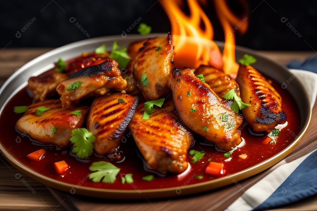 Delicioso frango grelhado com molho