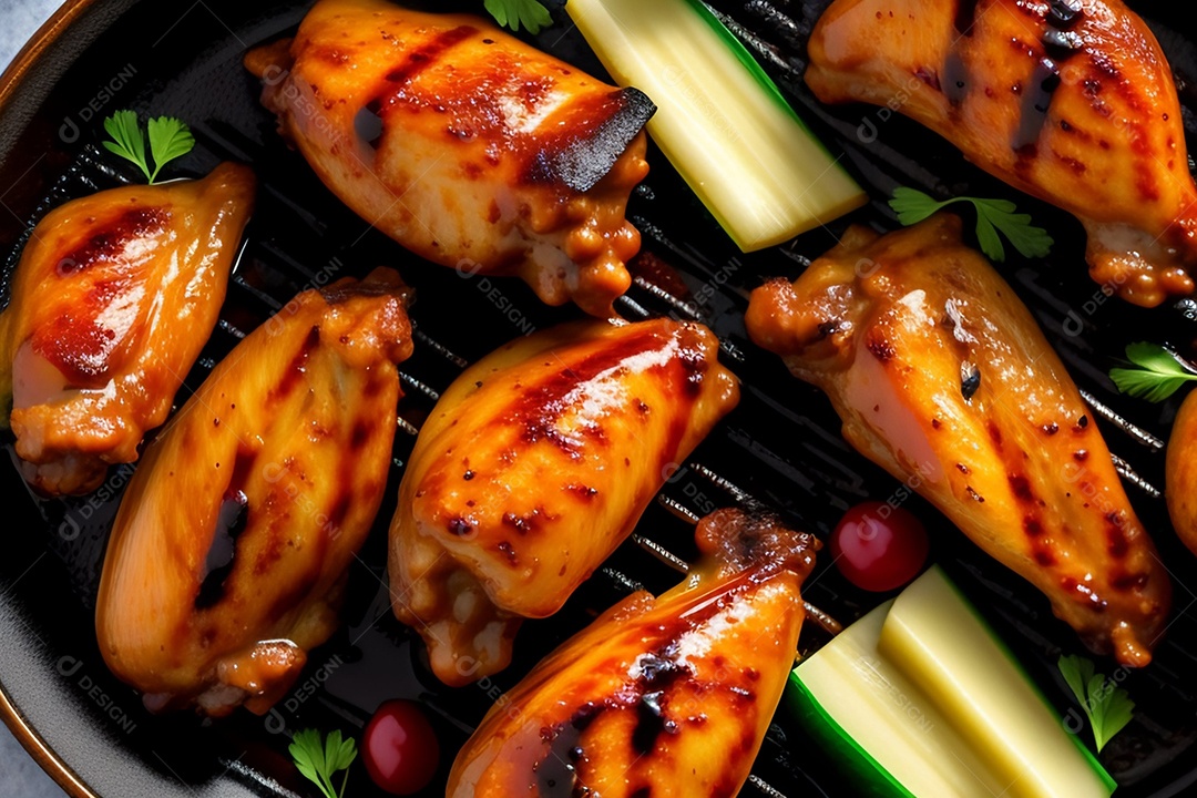Delicioso frango grelhado com molho barbecue