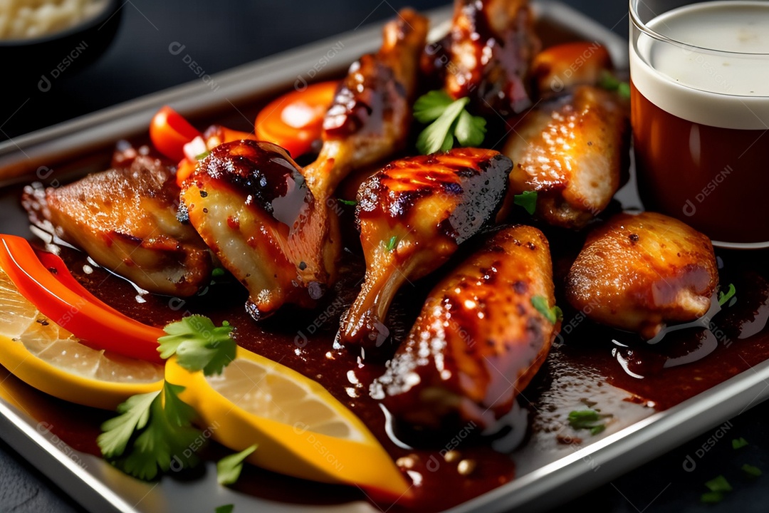 Delicioso frango grelhado com molho barbecue