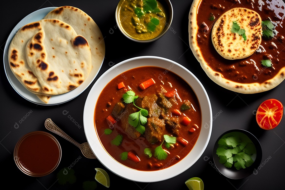 Carneiro estilo indiano ou gosht masala ou carne de cordeiro indiana