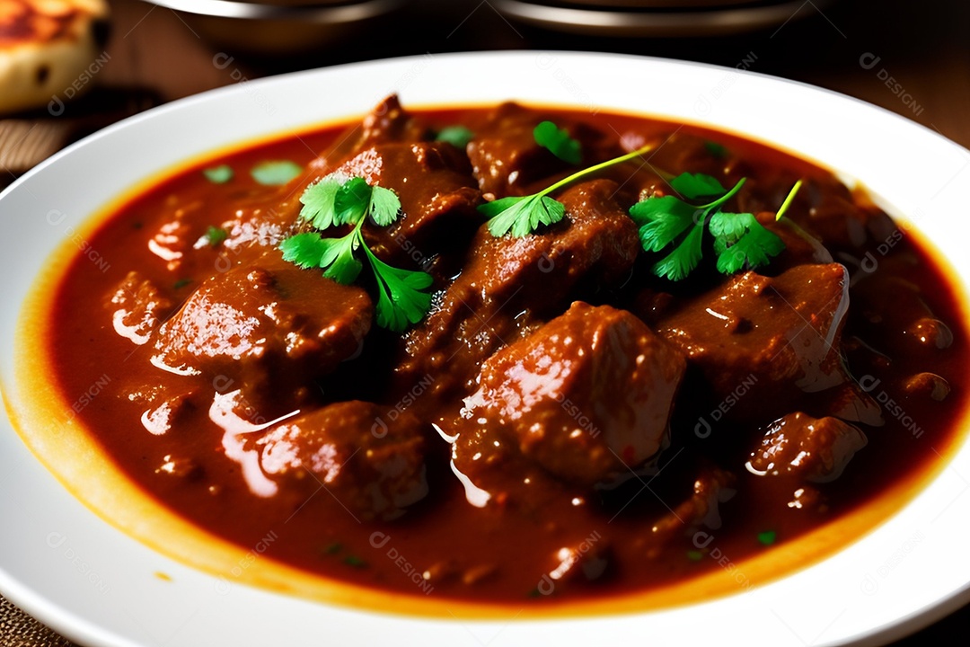 Carneiro estilo indiano ou gosht masala ou carne de cordeiro indiana