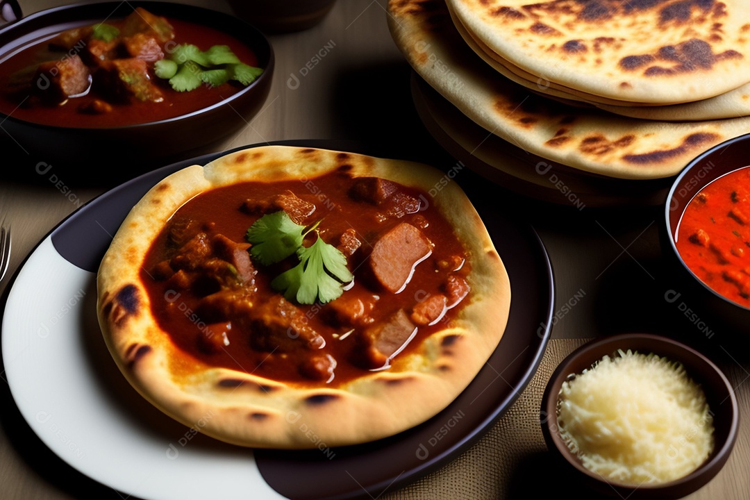 Carneiro de estilo indiano ou gosht masala ou carne de cordeiro indiana