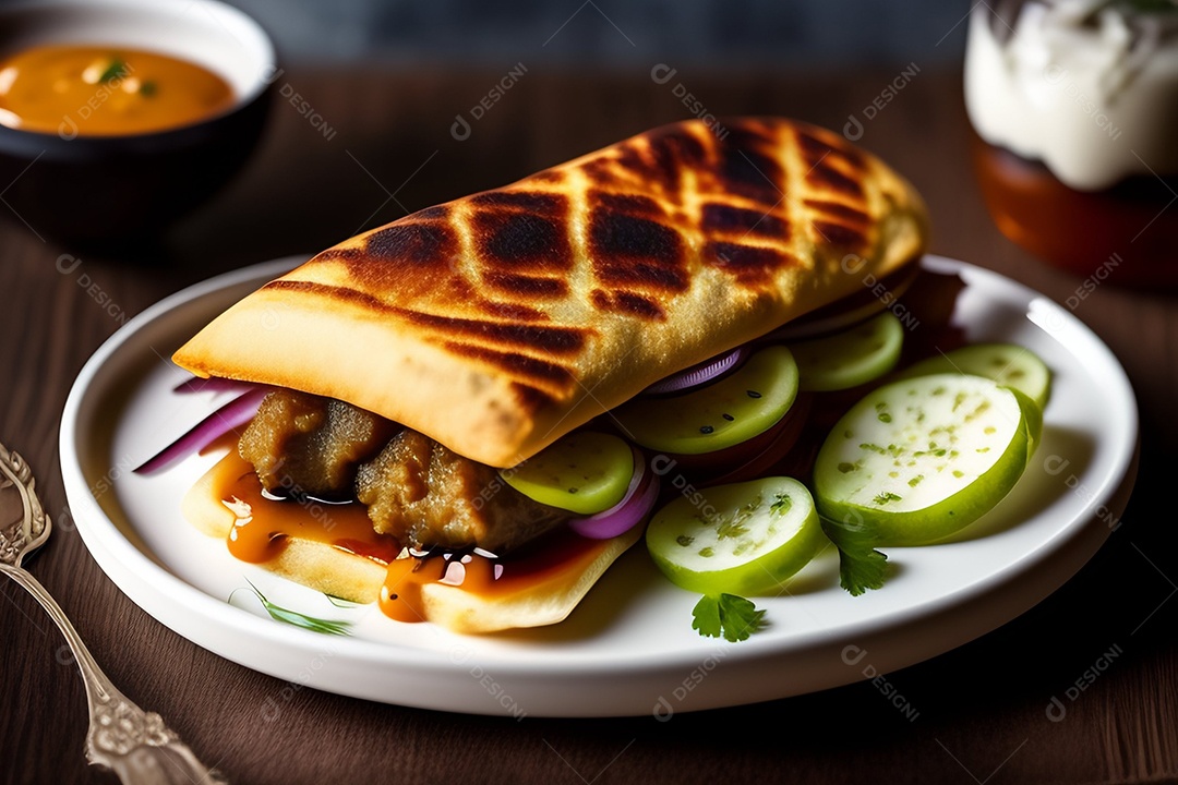 Lule Kebab com cebola e picles