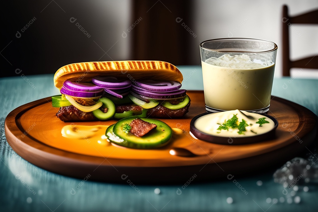 Lule Kebab com cebola e picles