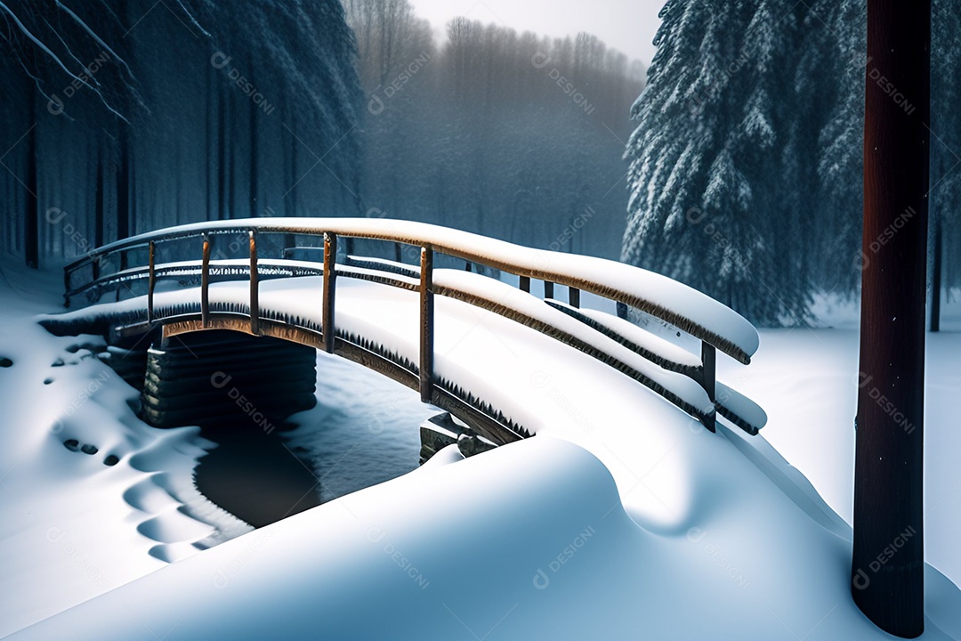 Ponte coberta de neve