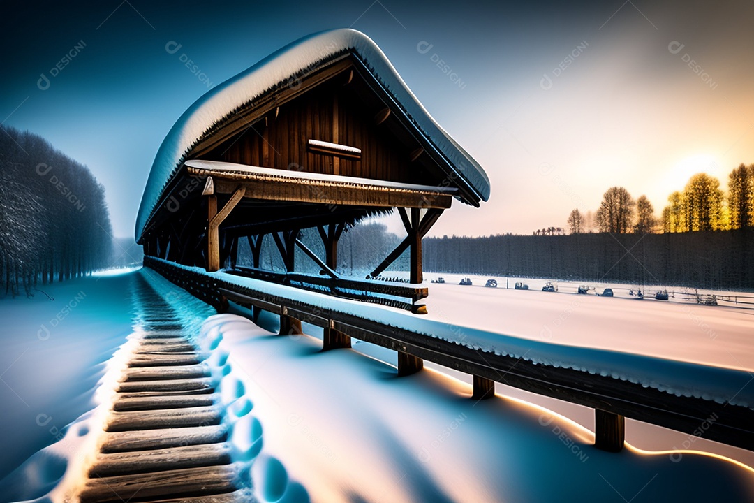 Ponte coberta de neve