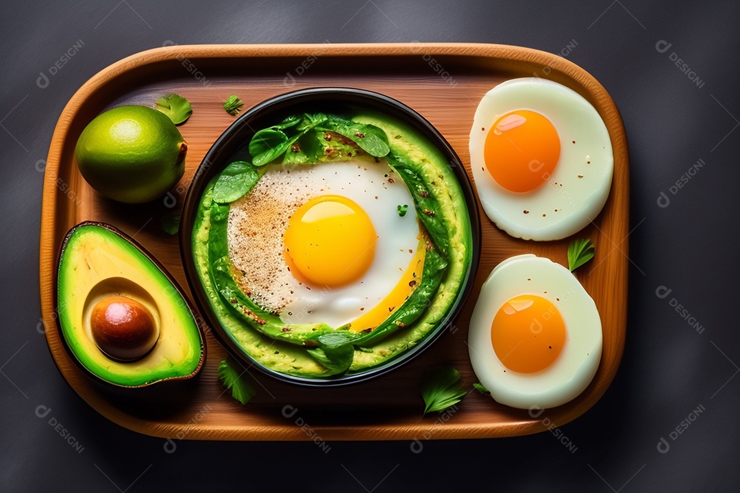 Vista superior torradas de abacate saudável café da manhã