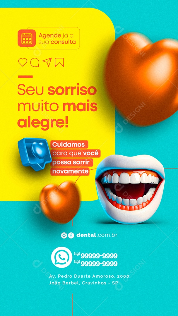 Story Seu Sorriso Muito Mais Alegre Dentista Social Media PSD Editável