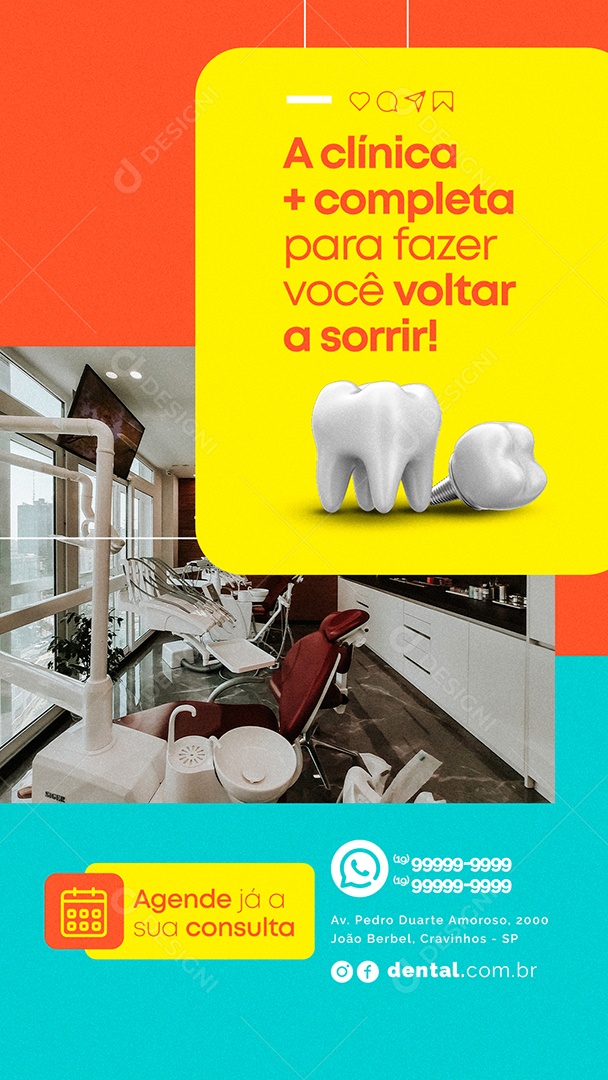 Story A Clínica + Completa para Fazer Você Volta a Sorrir Dentista Social Media PSD Editável