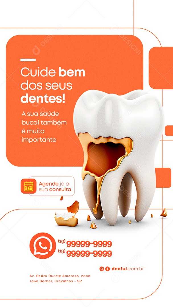 Story Cuide Bem dos Seus Dentes Dentista Social Media PSD Editável