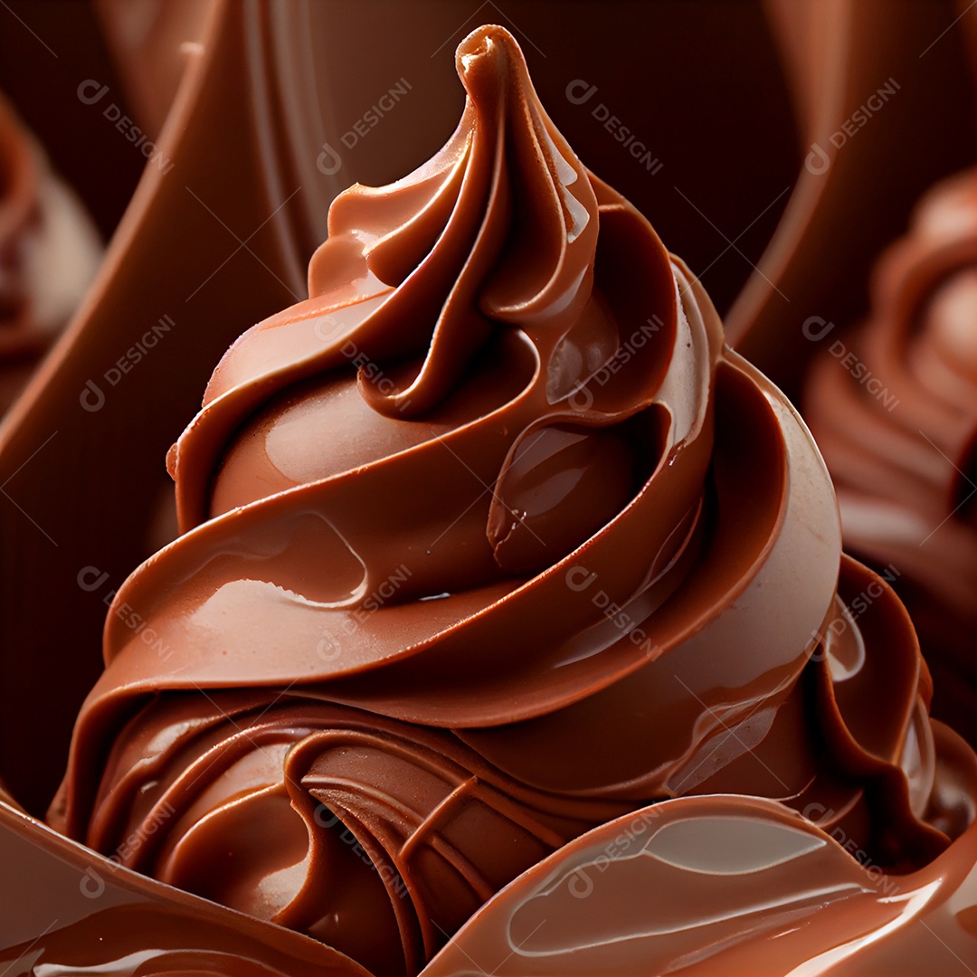Ilustração 3D de sorvete de chocolate