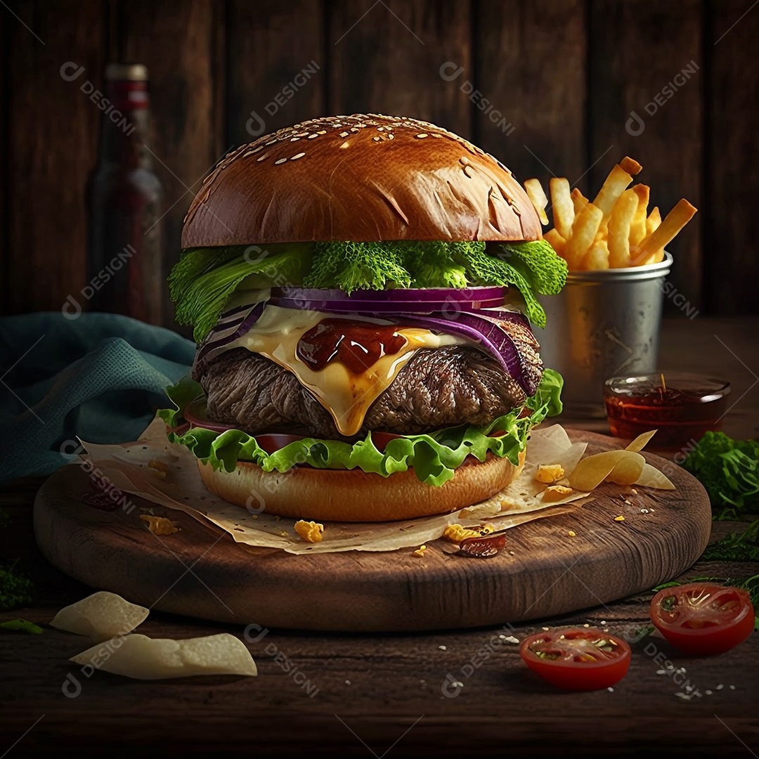 Hambúrguer delicioso sobre fundo isolado