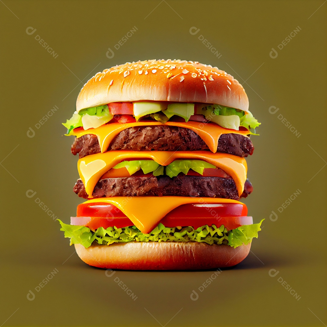 Saboroso hambúrguer caseiro sobre fundo isolado Lanche de fast-food.