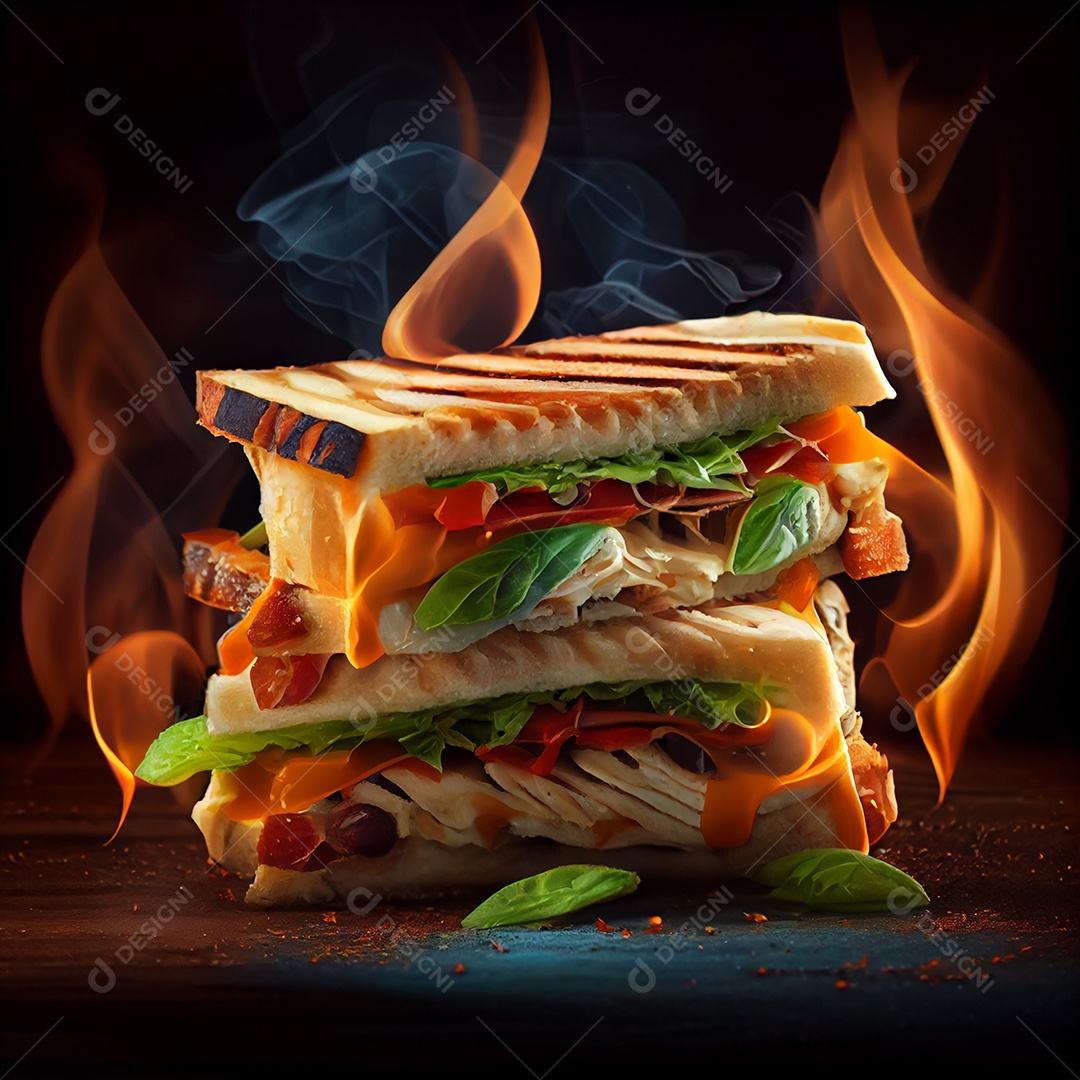 Ilustração 3D de um delicioso lanche