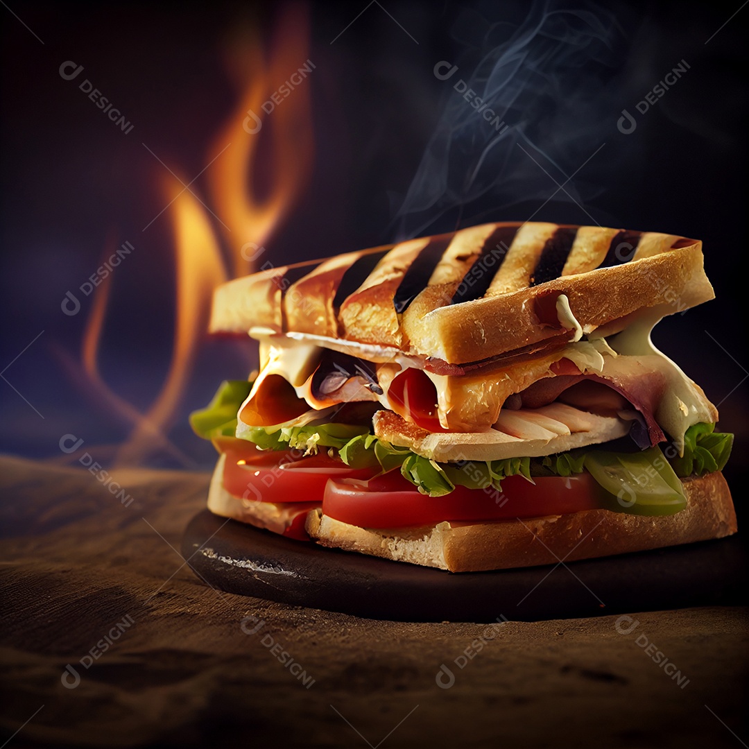 Ilustração 3D de um delicioso lanche