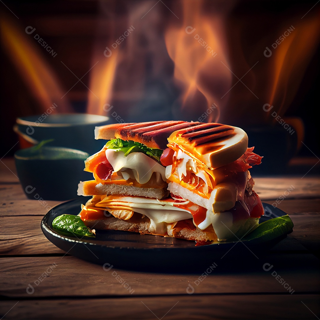 Ilustração 3D de um delicioso lanche