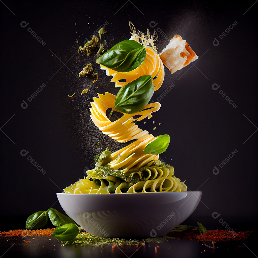 Ilustração de massa com molho pesto
