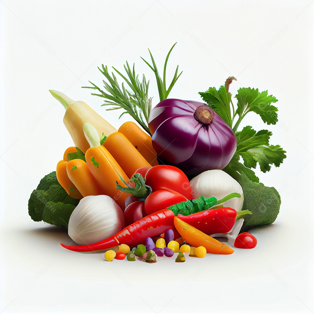 Verduras e legumes sobre fundo isolado