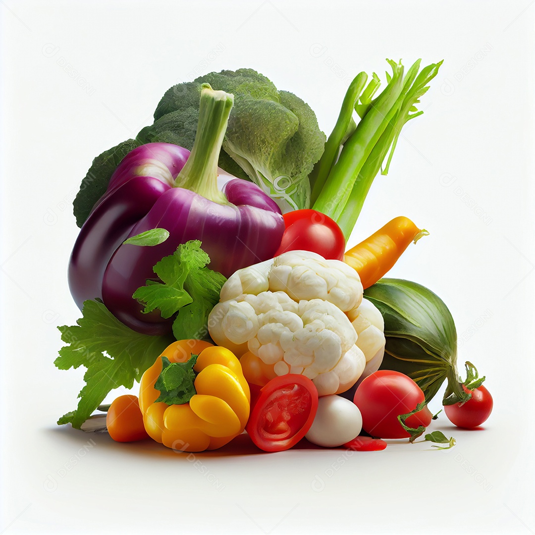 Verduras e legumes sobre fundo isolado