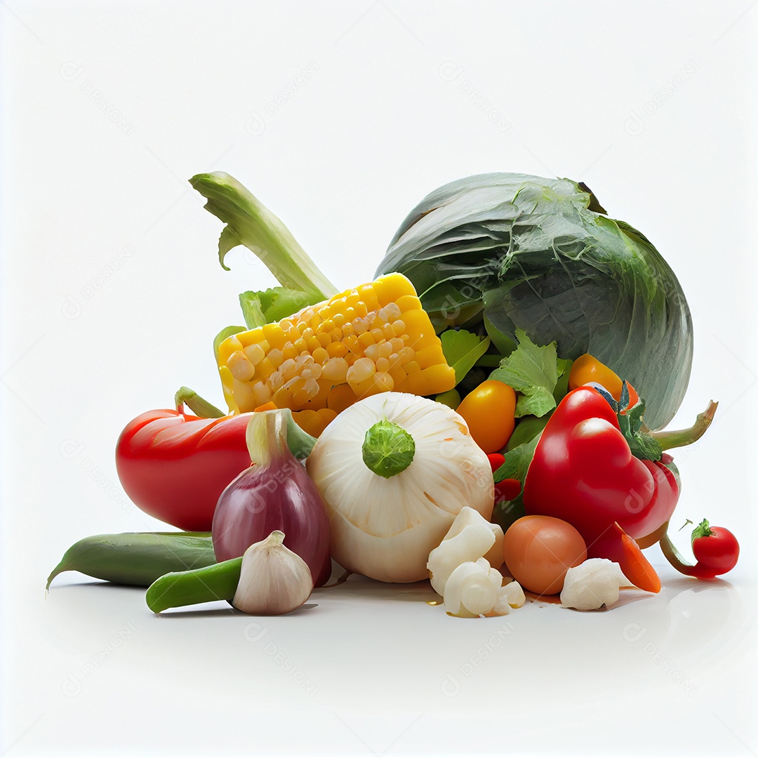 Verduras e legumes sobre fundo isolado