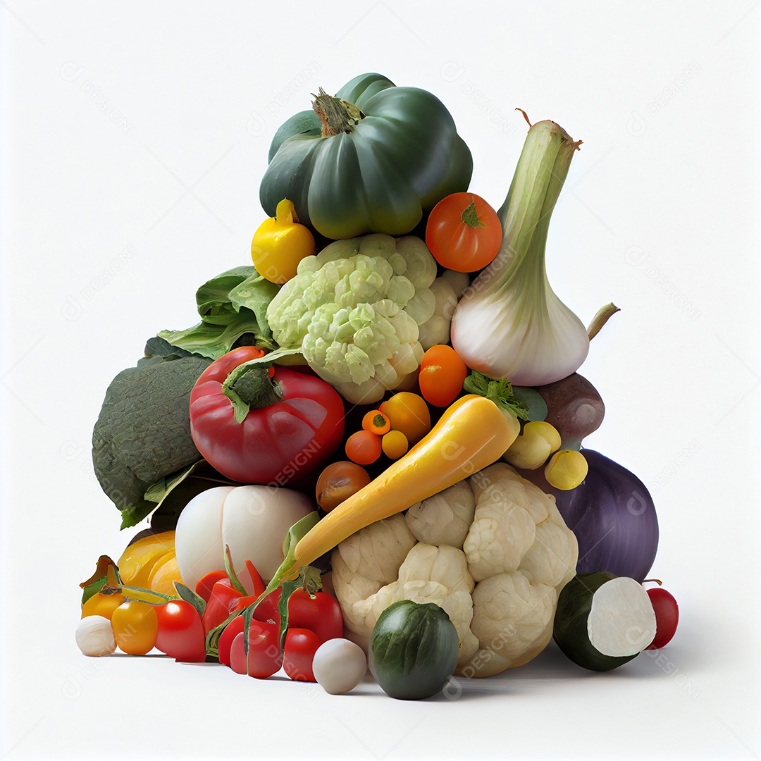 Verduras e legumes sobre fundo isolado