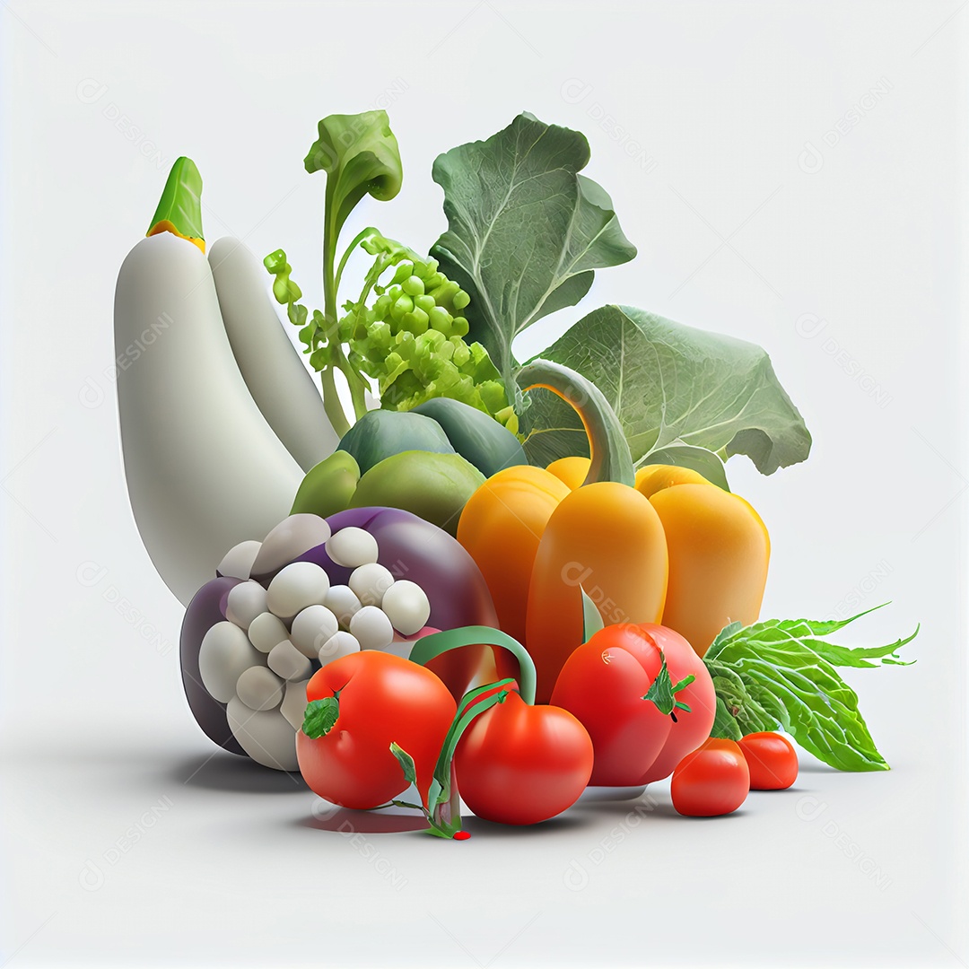 Verduras e legumes sobre fundo isolado