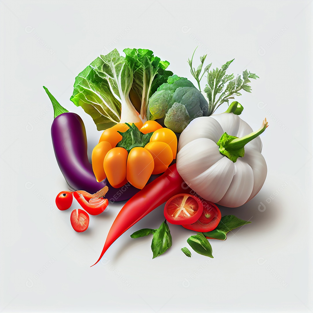 Verduras e legumes sobre fundo isolado