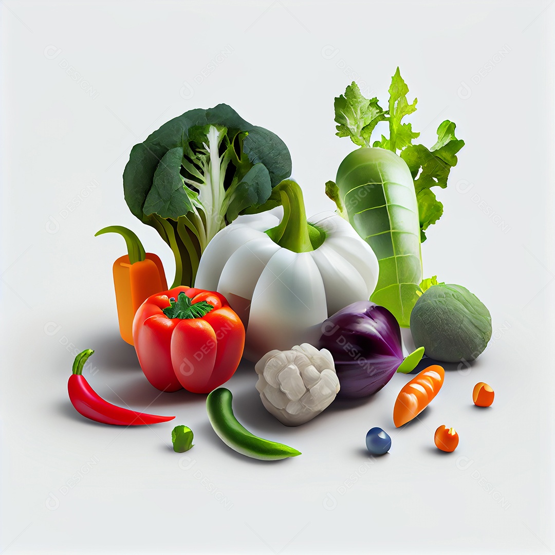 Verduras e legumes sobre fundo isolado