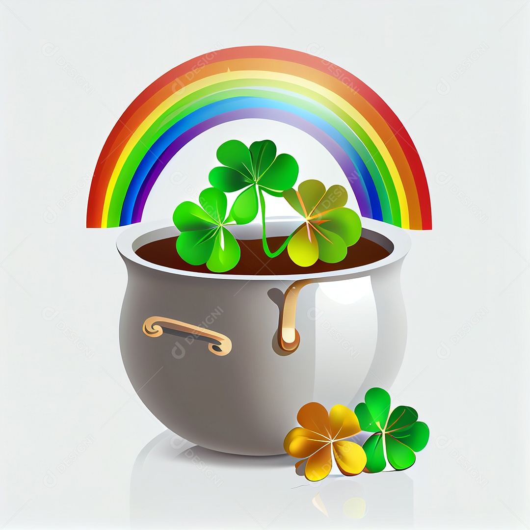 Ilustração 3D balde de trevos da sorte