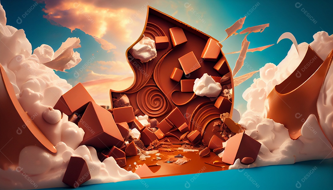 Ilustração bolo de chocolate com caramelo