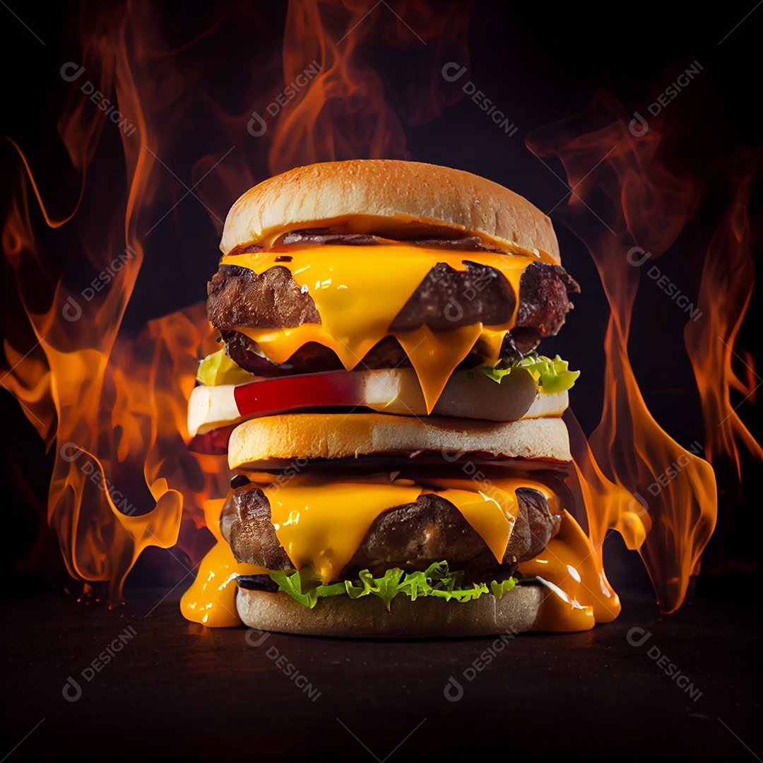 Saboroso hambúrguer caseiro sobre fundo isolado Lanche de fast-food.