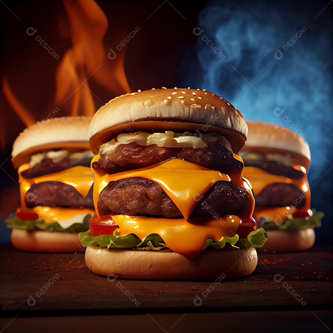 Saboroso hambúrguer caseiro sobre fundo isolado Lanche de fast-food.