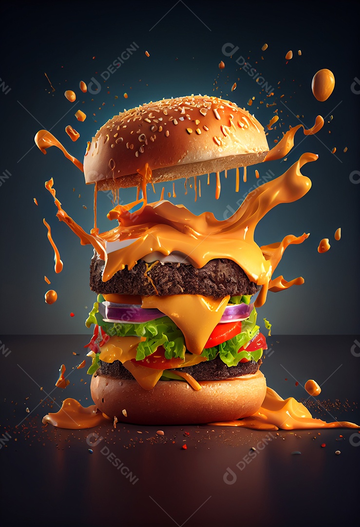 Saboroso hambúrguer caseiro sobre fundo isolado Lanche de fast-food.