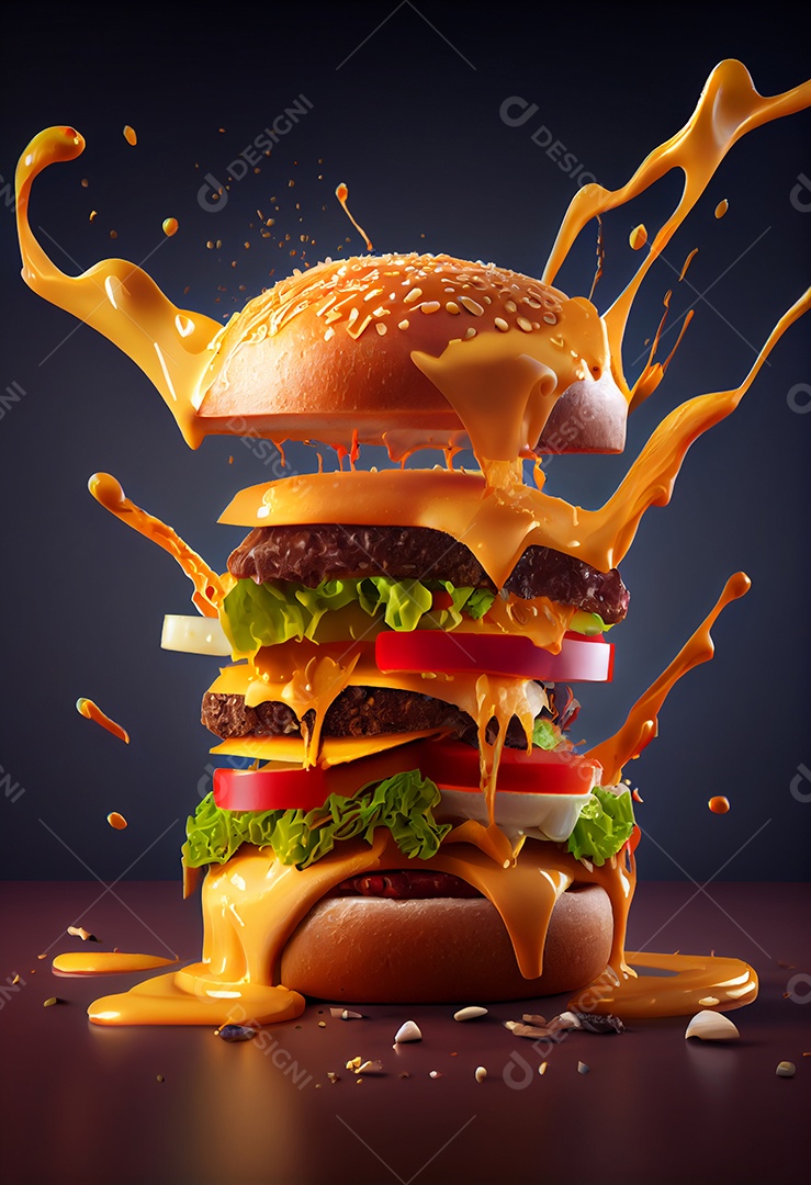 Saboroso hambúrguer caseiro sobre fundo isolado Lanche de fast-food.