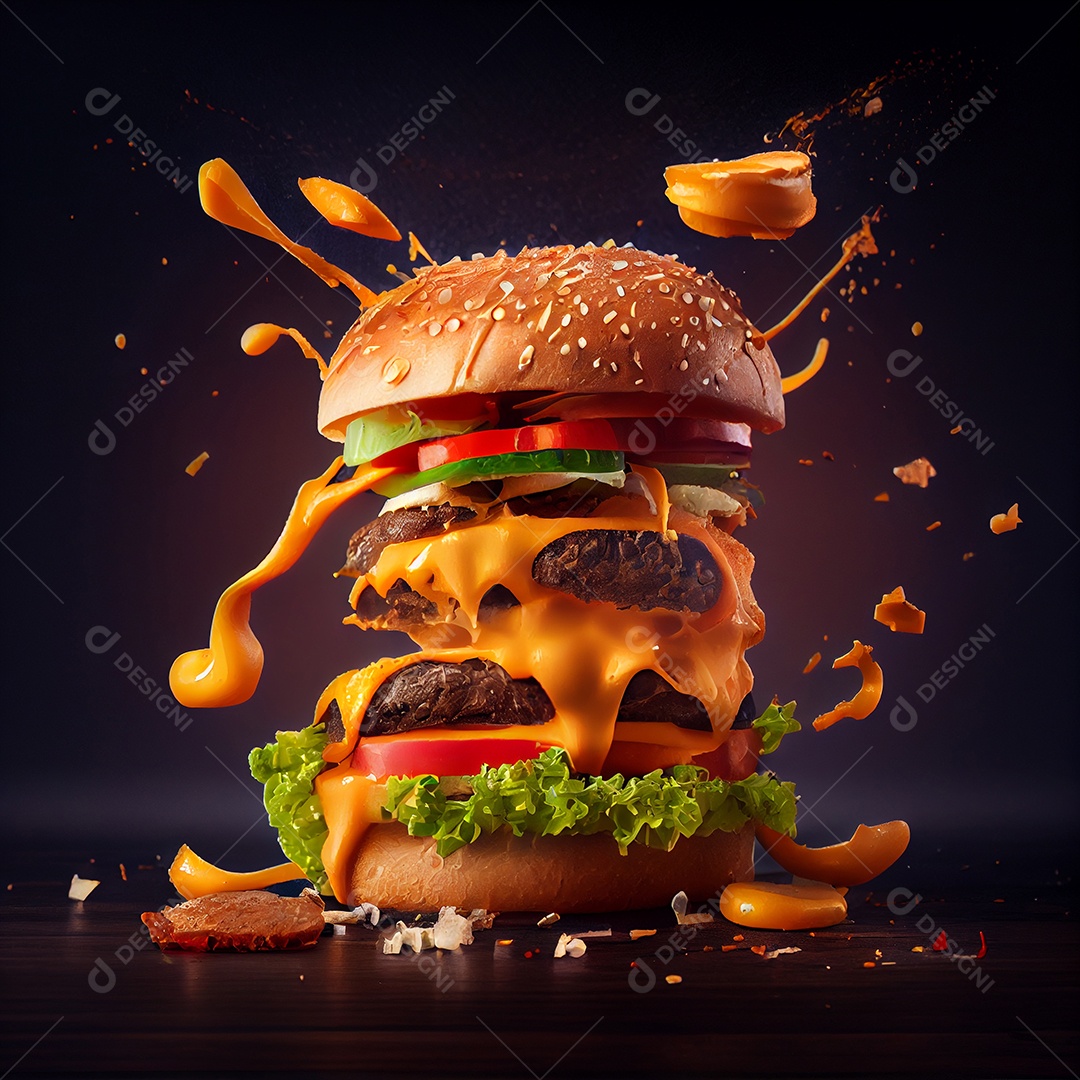 Saboroso hambúrguer caseiro sobre fundo isolado Lanche de fast-food.