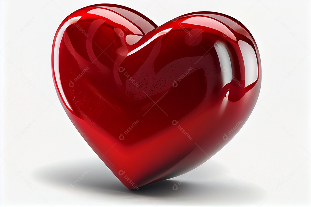 Coração vermelho sobre fundo isolado branco