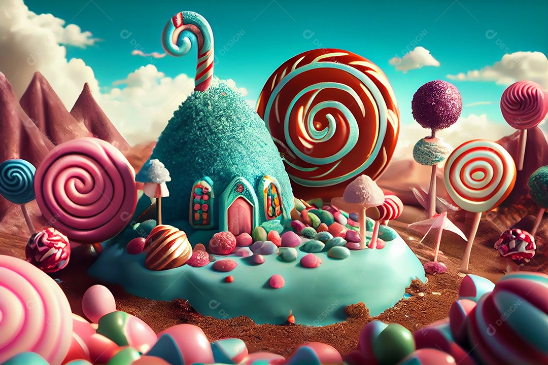 Lindo desenho animado com doces comida alimento