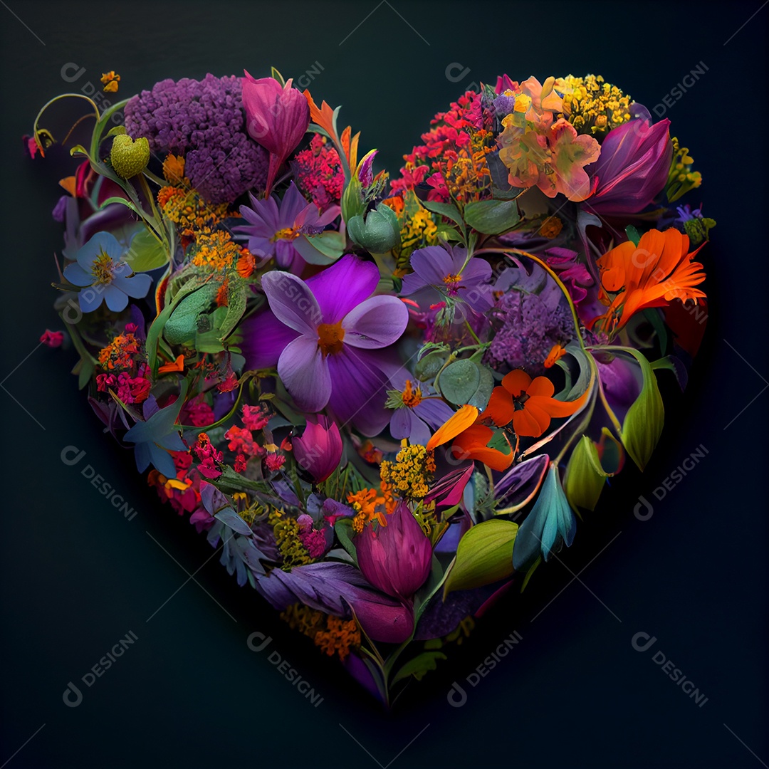 Ilustração coração de flores