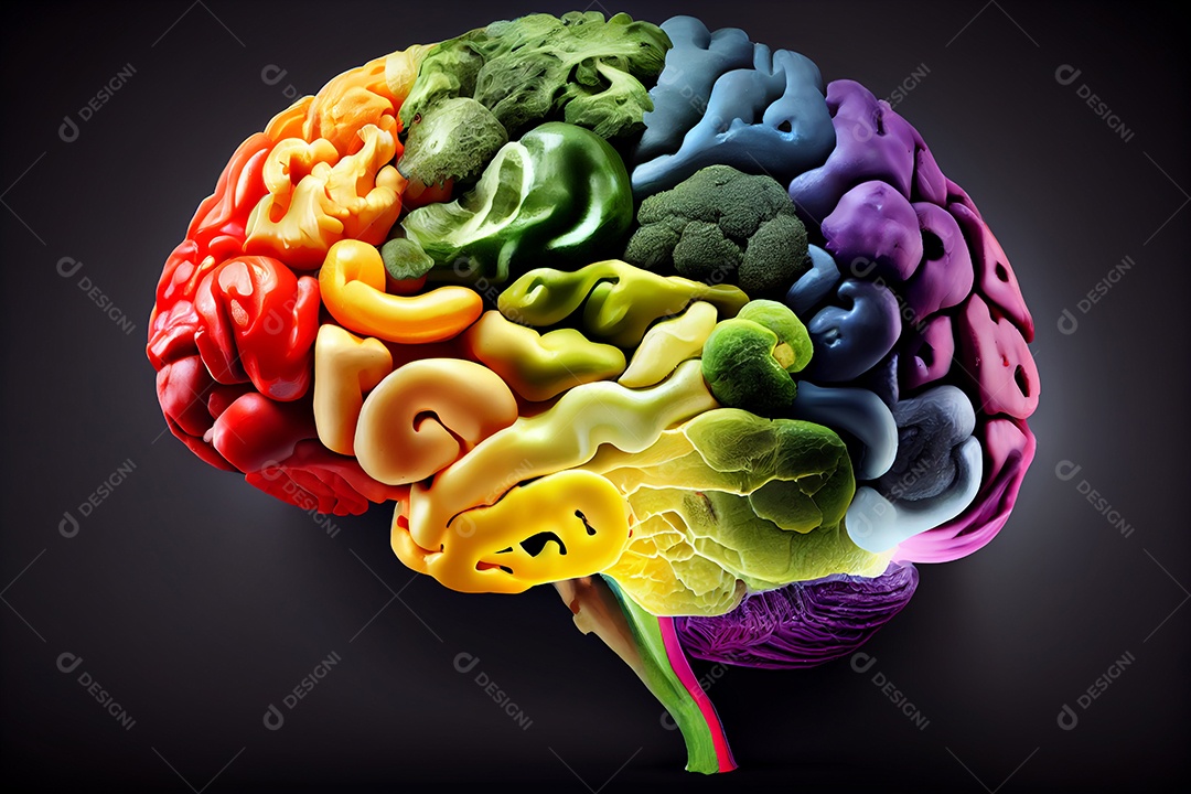 Ilustração cérebro humano colorido