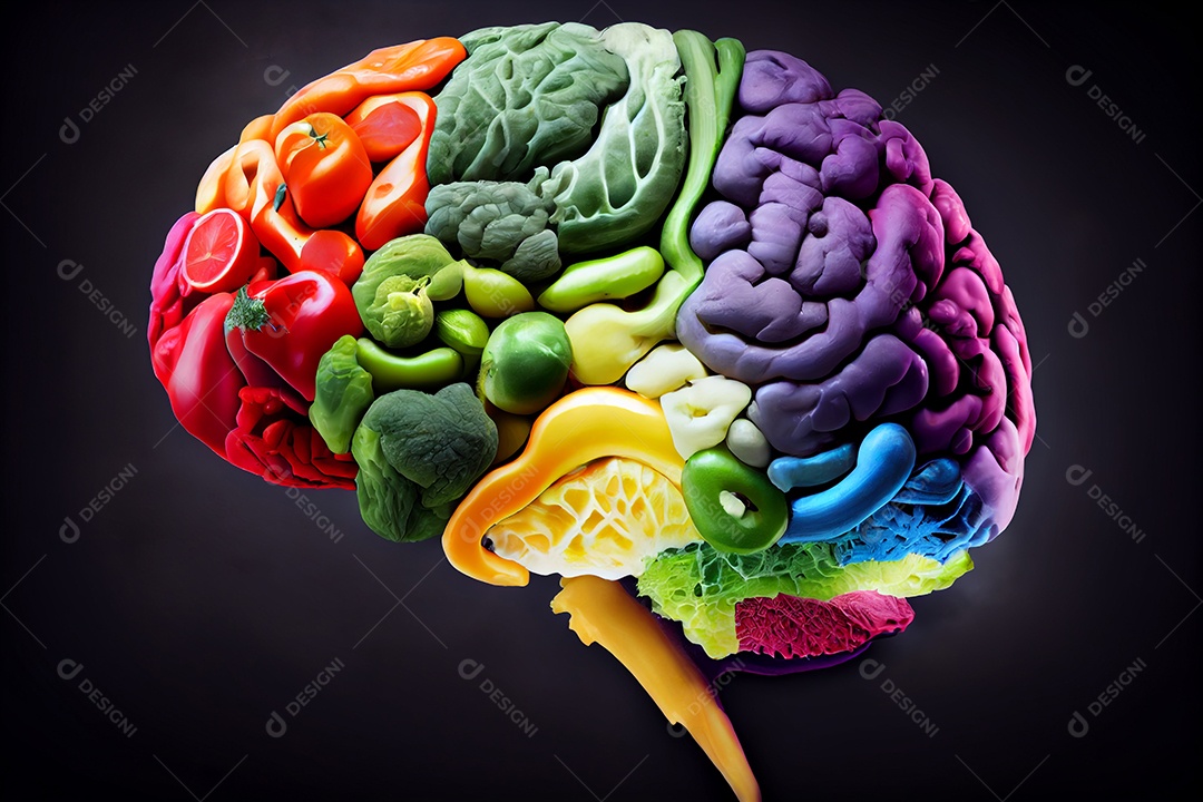 Ilustração cérebro humano colorido