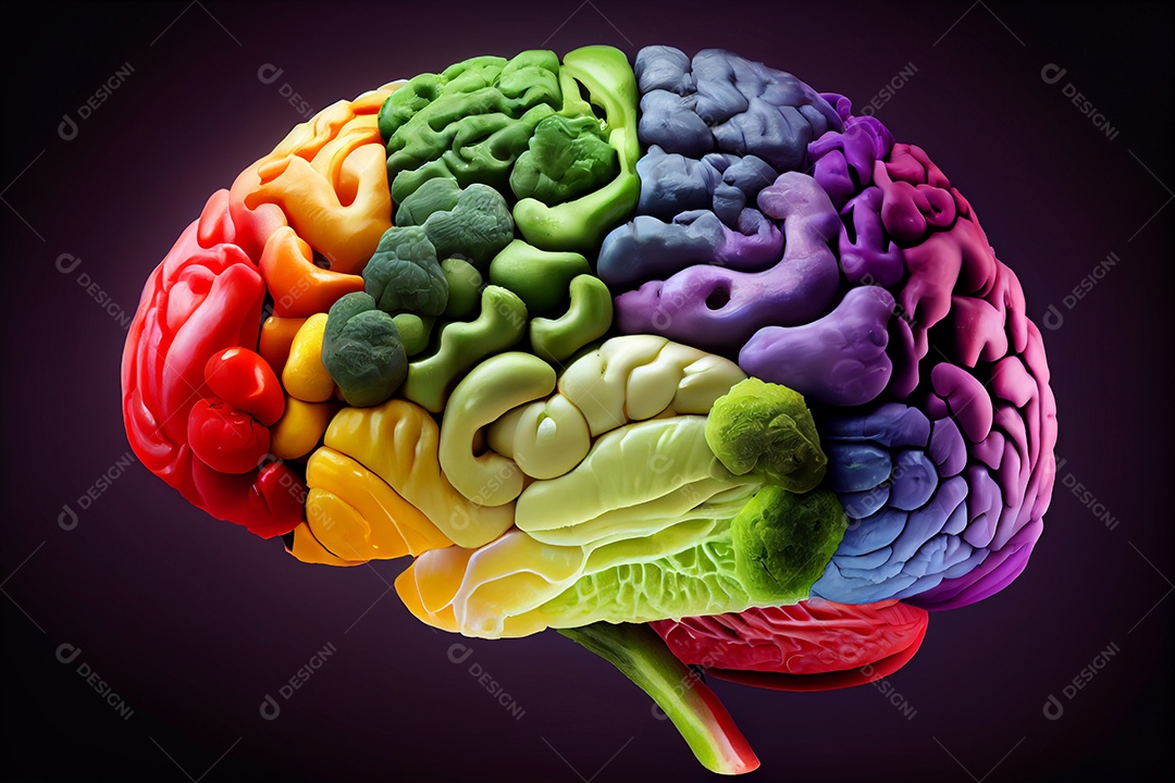 Ilustração cérebro humano colorido