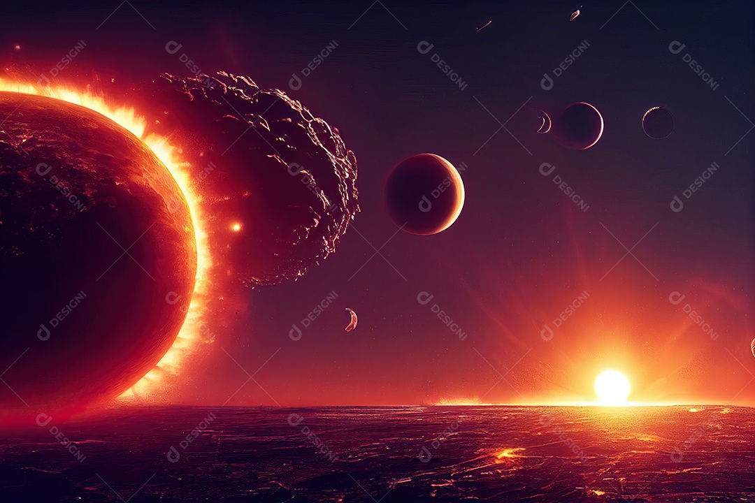 Conceito de terceira guerra mundial nuclear destruindo cidades, continentes, países, explosão no planeta Terra