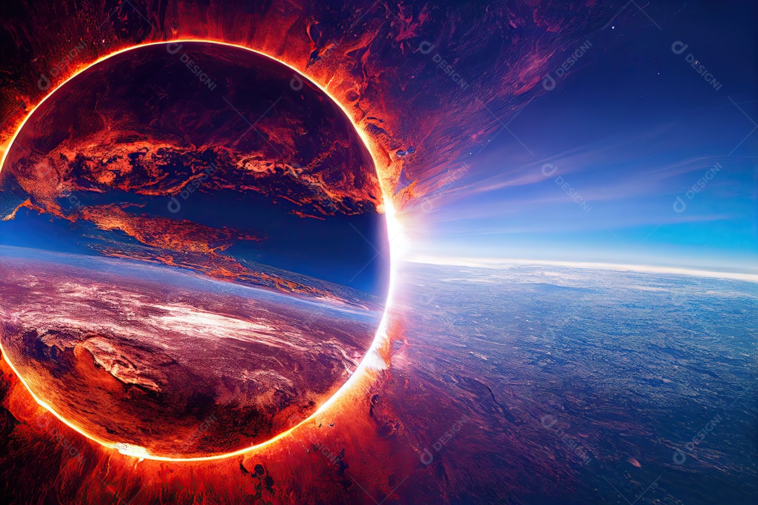 O planeta Terra ferido e doente com sangue pingando após as Guerras Nucleares