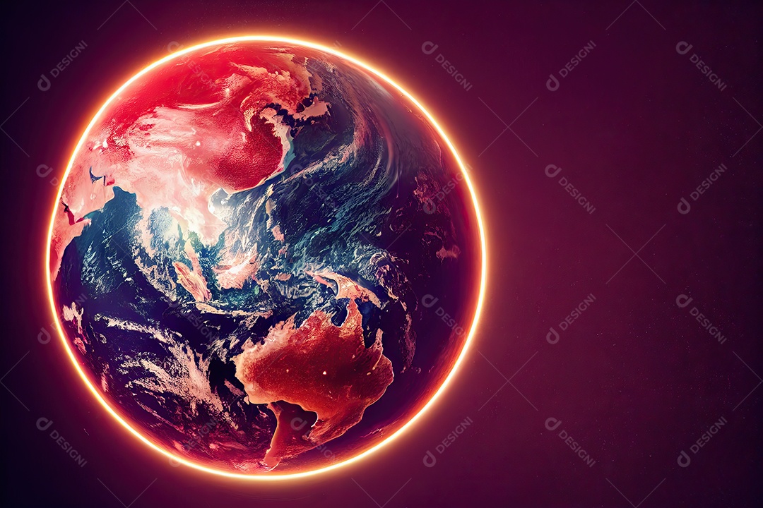 O planeta Terra ferido e doente com sangue pingando após as Guerras Nucleares