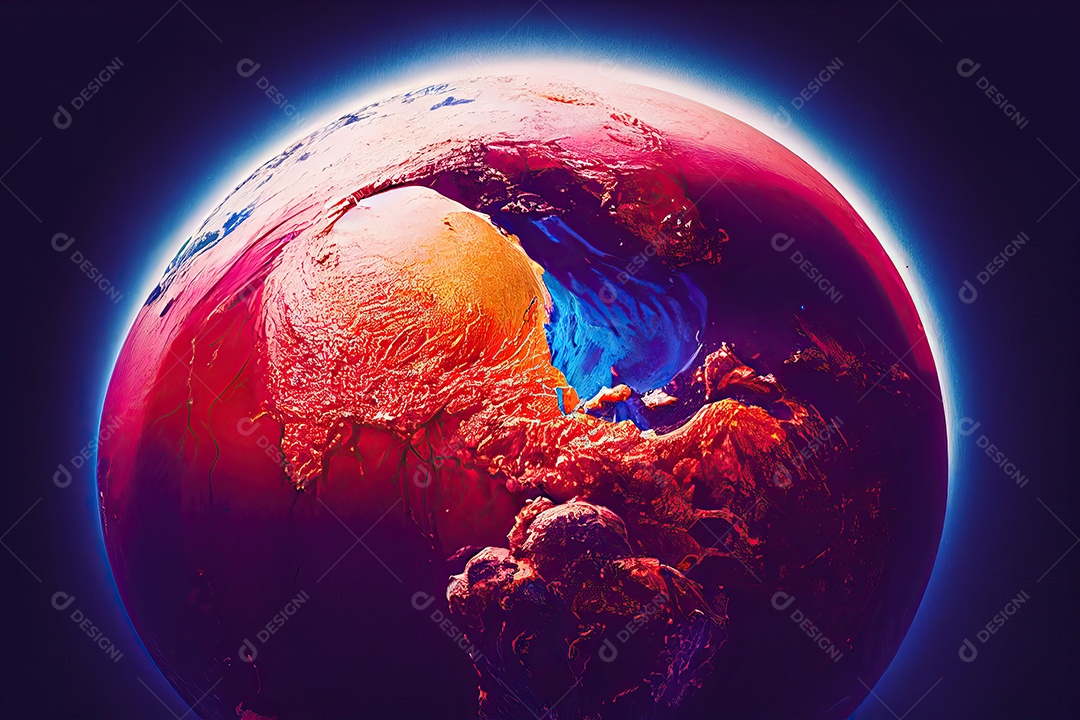 O planeta Terra ferido e doente com sangue pingando após as Guerras Nucleares