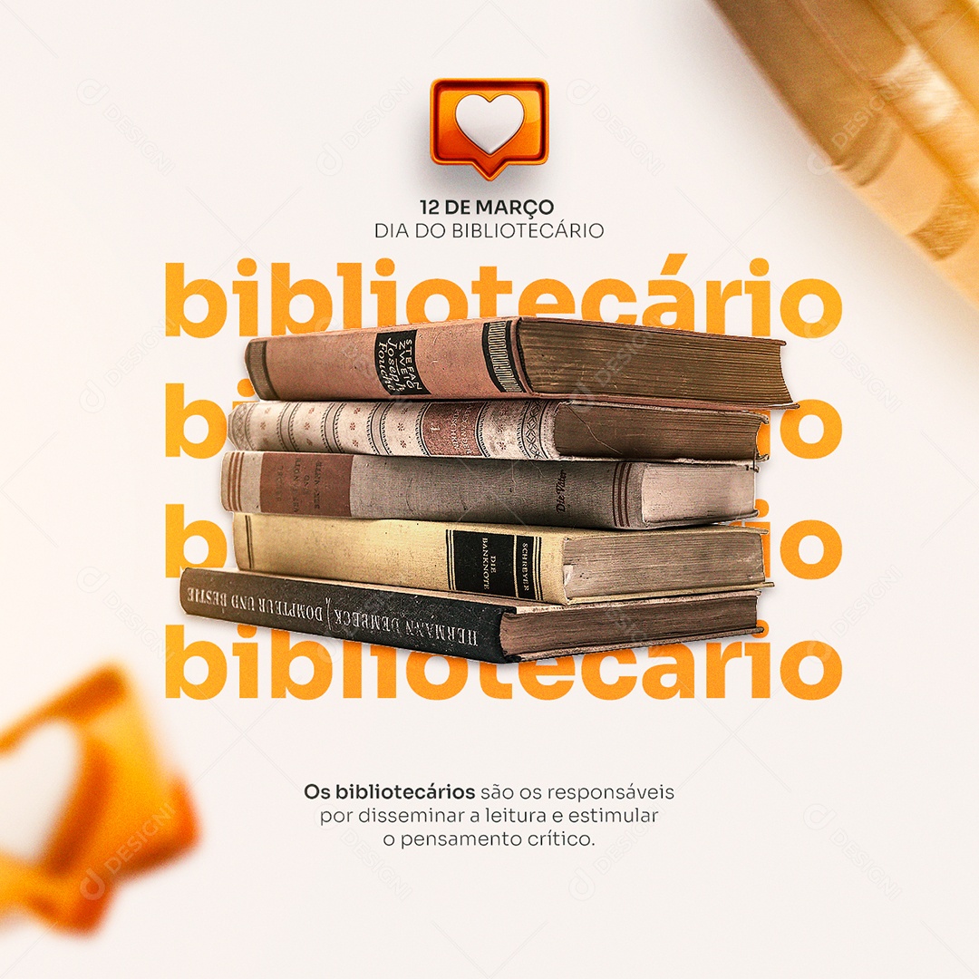 Os Bibliotecários São os Responsáveis Por Disseminar Dia do Bibliotecário Social Media PSD Editável