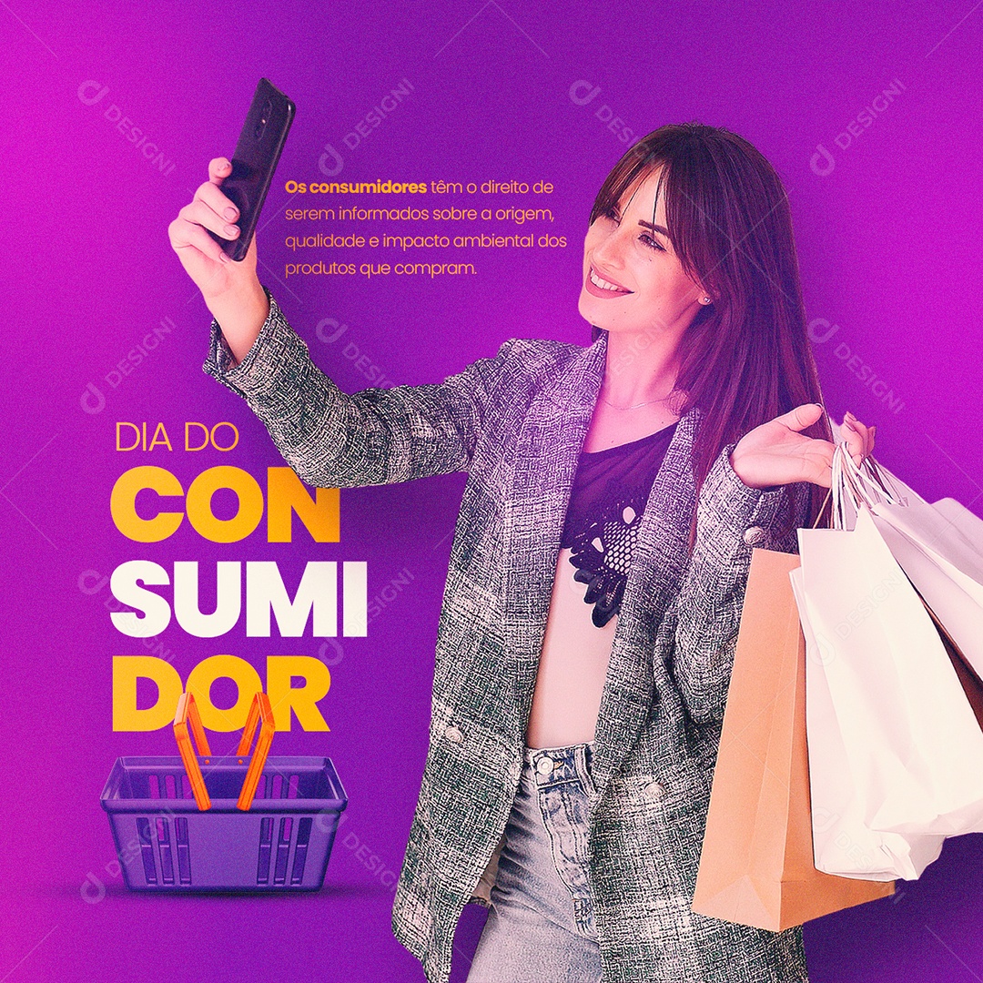Os Consumidores Têm o Direito de Serem Informados Dia Do Consumidor Social Media PSD Editável