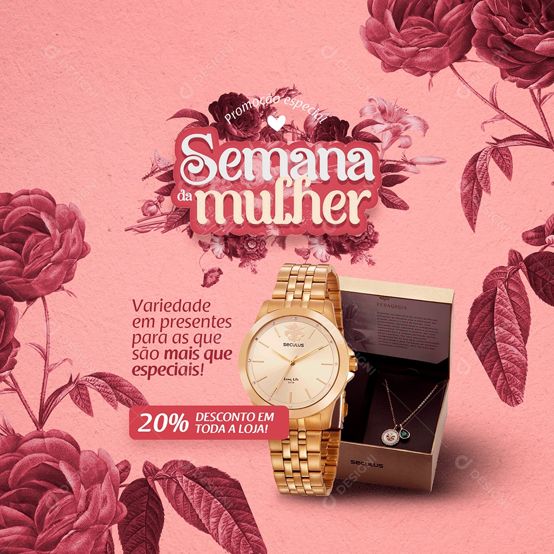 Semana da Mulher Variedade em Presentes Para as Que São Mais Especiais Social Media PSD Editável