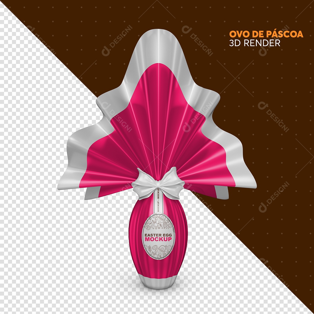 Mockup de Ovo de Páscoa Elemento 3D Rosa para Composição PSD