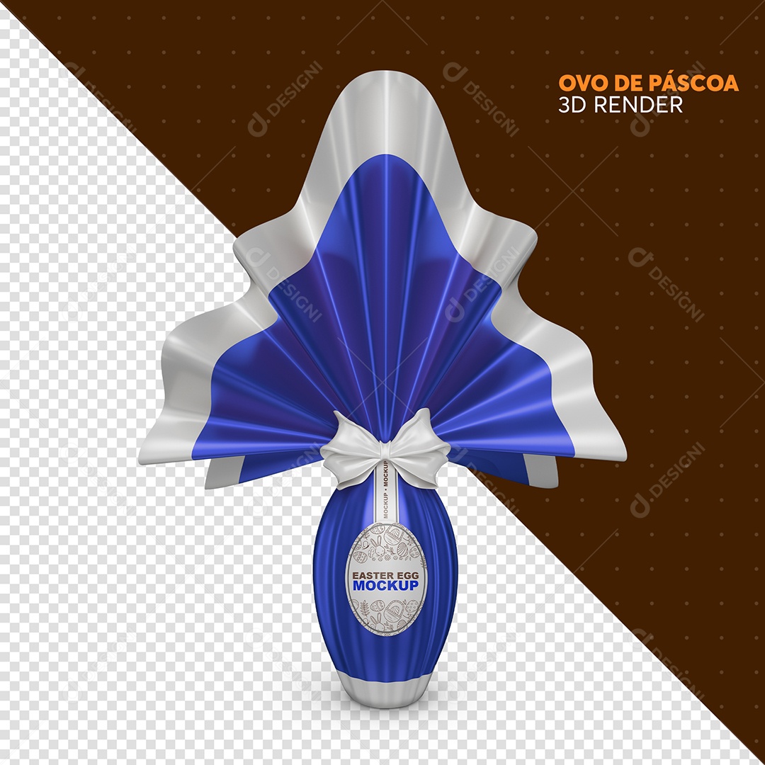 Mockup de Ovo de Páscoa Elemento 3D Azul para Composição PSD